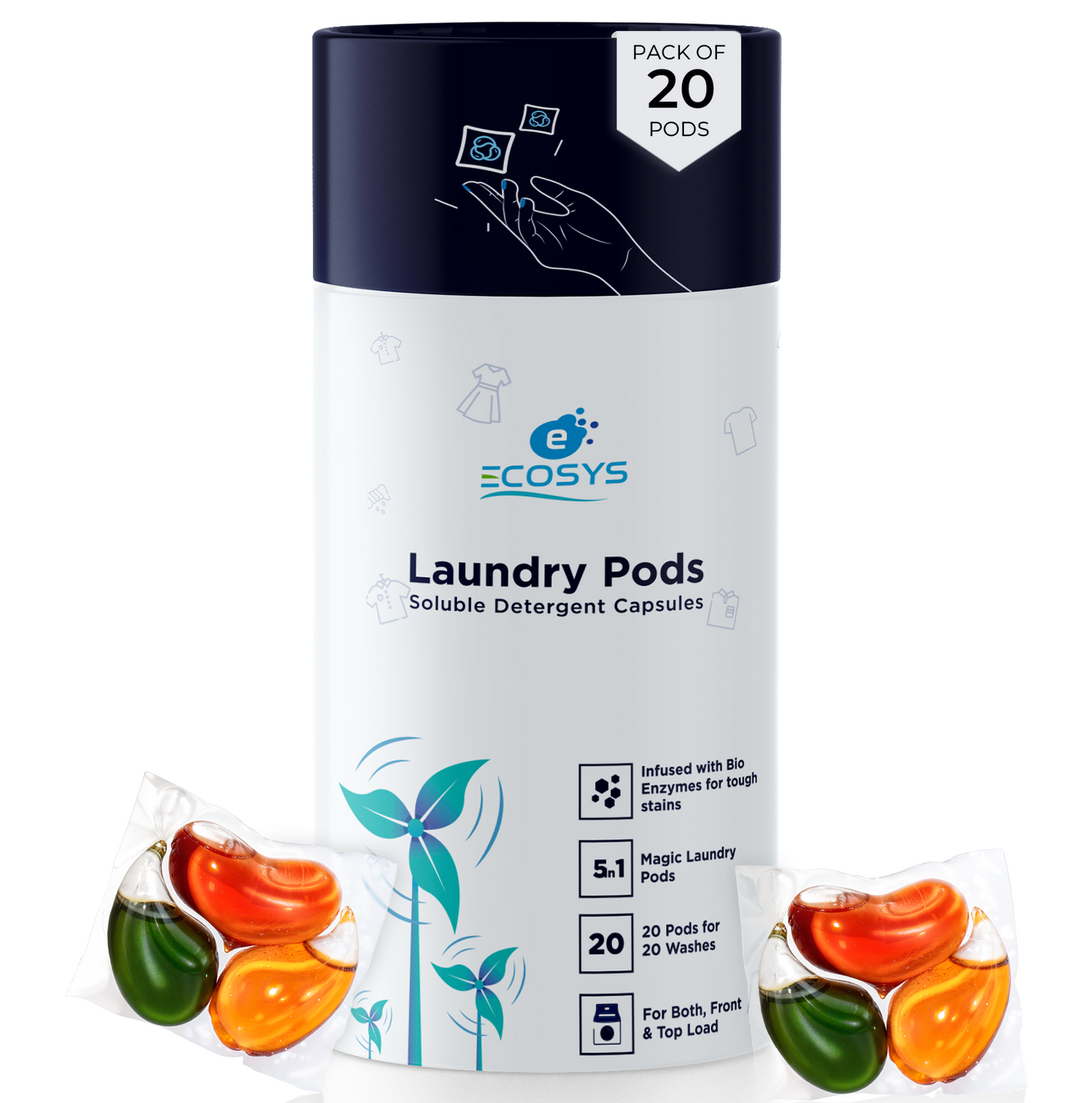 Laundry Pods – All-in-1 Stain Removal, Brightening, Softening & Fresh Aroma