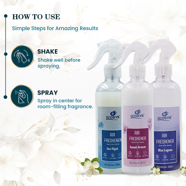 Ecosys Air Freshener |Sea Myst | Sweet Breeze| Blue Lagoon |Long lasting | Non Toxic