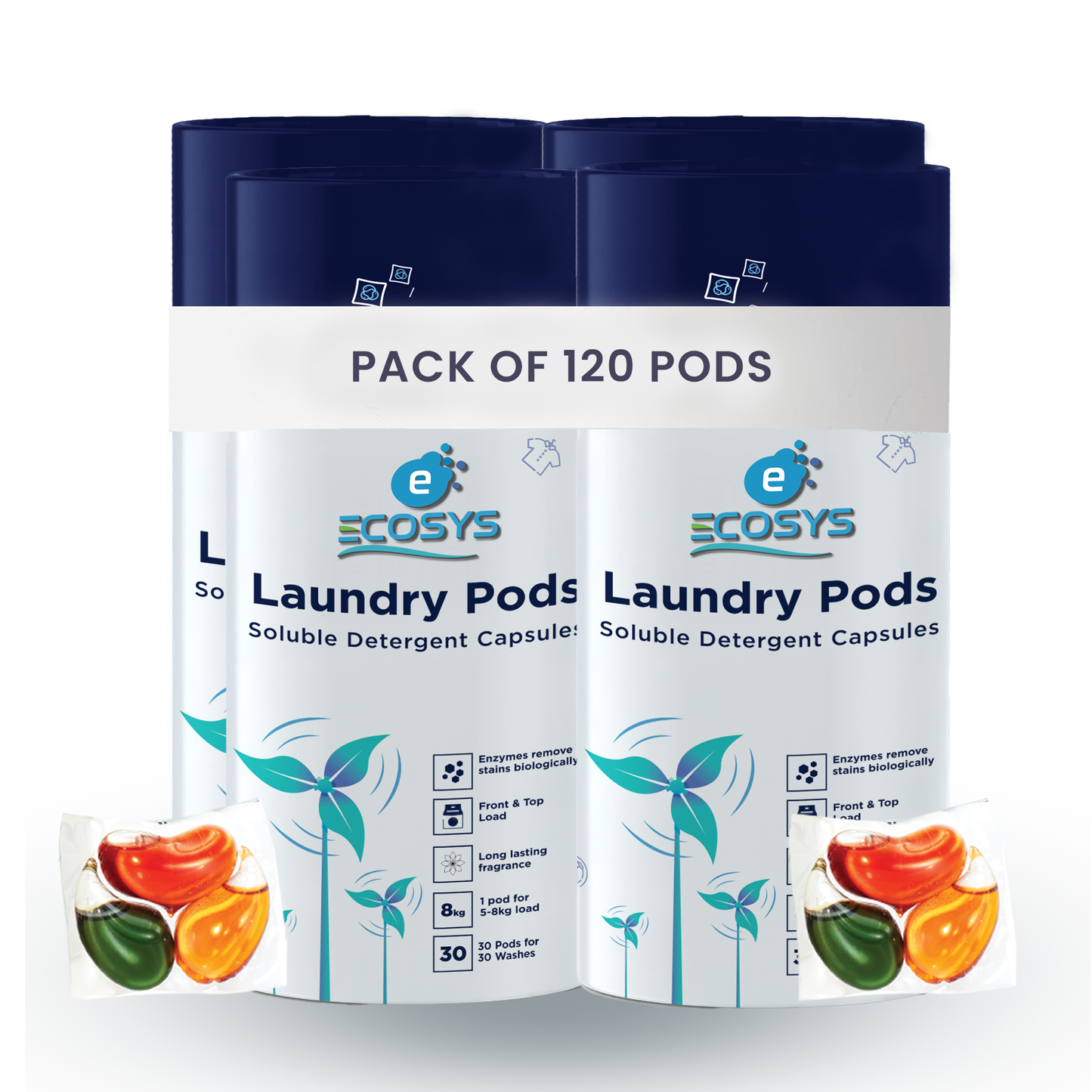 Ecofriendly Laundry Pods – All-in-1 Stain Removal, Brightening, Softening & Fresh Aroma